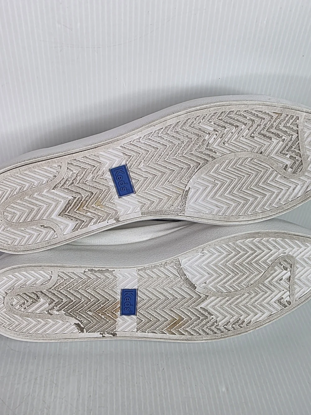 Keds Kickback White Canvas Sneakers with Blue Trim